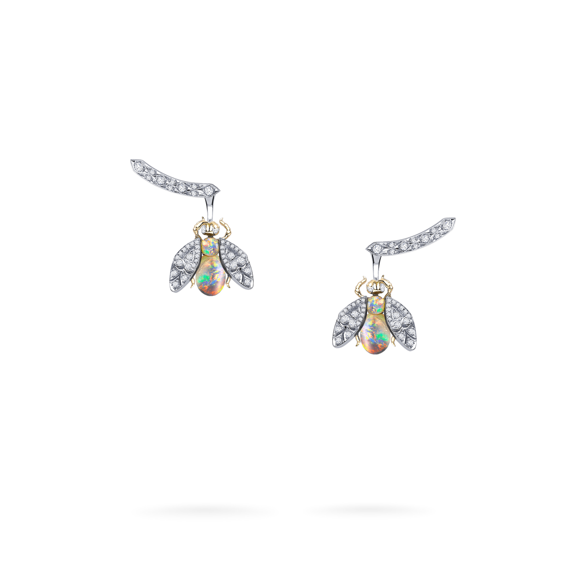 Enchanted Palace Bug Opal and Diamond Earrings | In 18ct White Gold