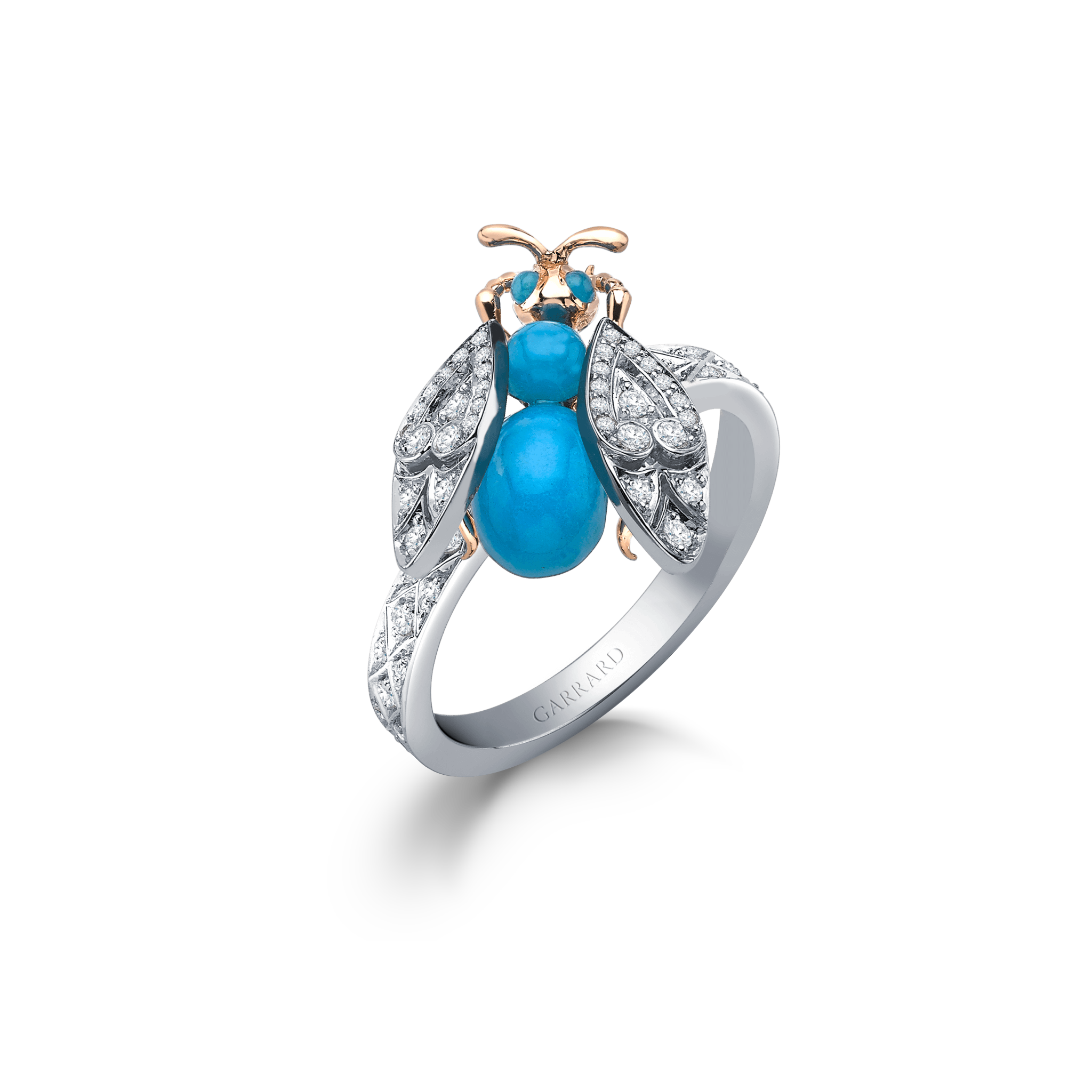 Enchanted Palace Bug Turquoise and Diamond Ring | In 18ct White Gold