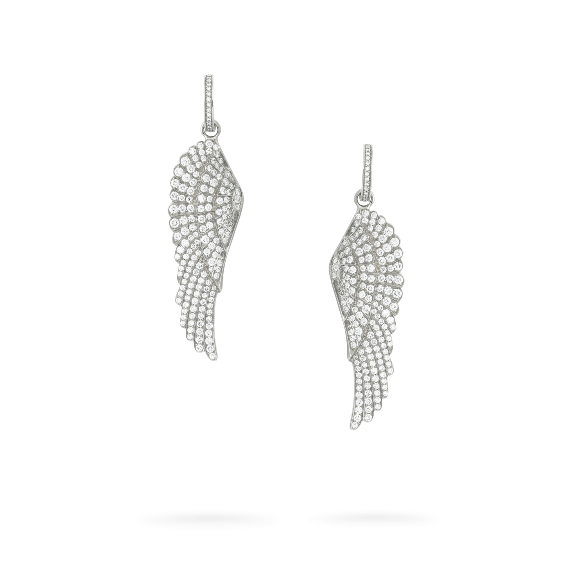 Wings Classic Large Hoop and Drop Diamond Earrings | In 18ct White Gold