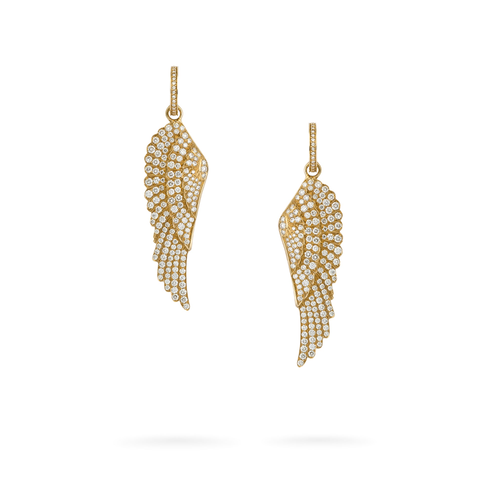 Wings Classic Large Hoop and Drop Diamond Earrings | In 18ct Yellow Gold