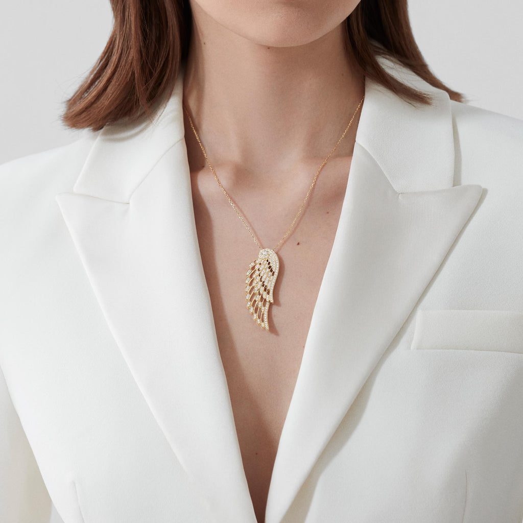 Wings Embrace Diamond Slider Pendant | In 18ct Yellow Gold