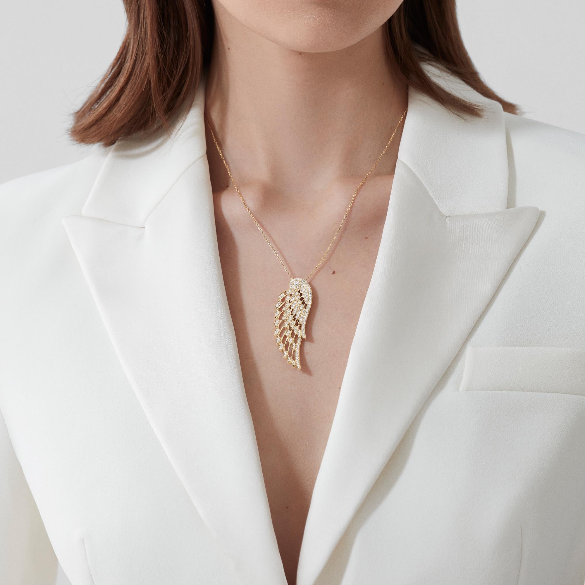 Wings Embrace Diamond Slider Pendant | In 18ct Yellow Gold