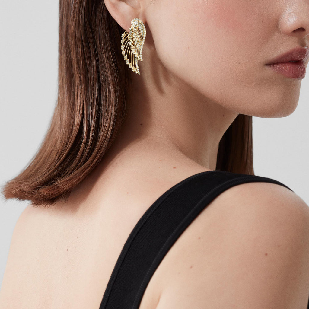 Wings Embrace Diamond Drop Earrings | In 18ct Yellow Gold