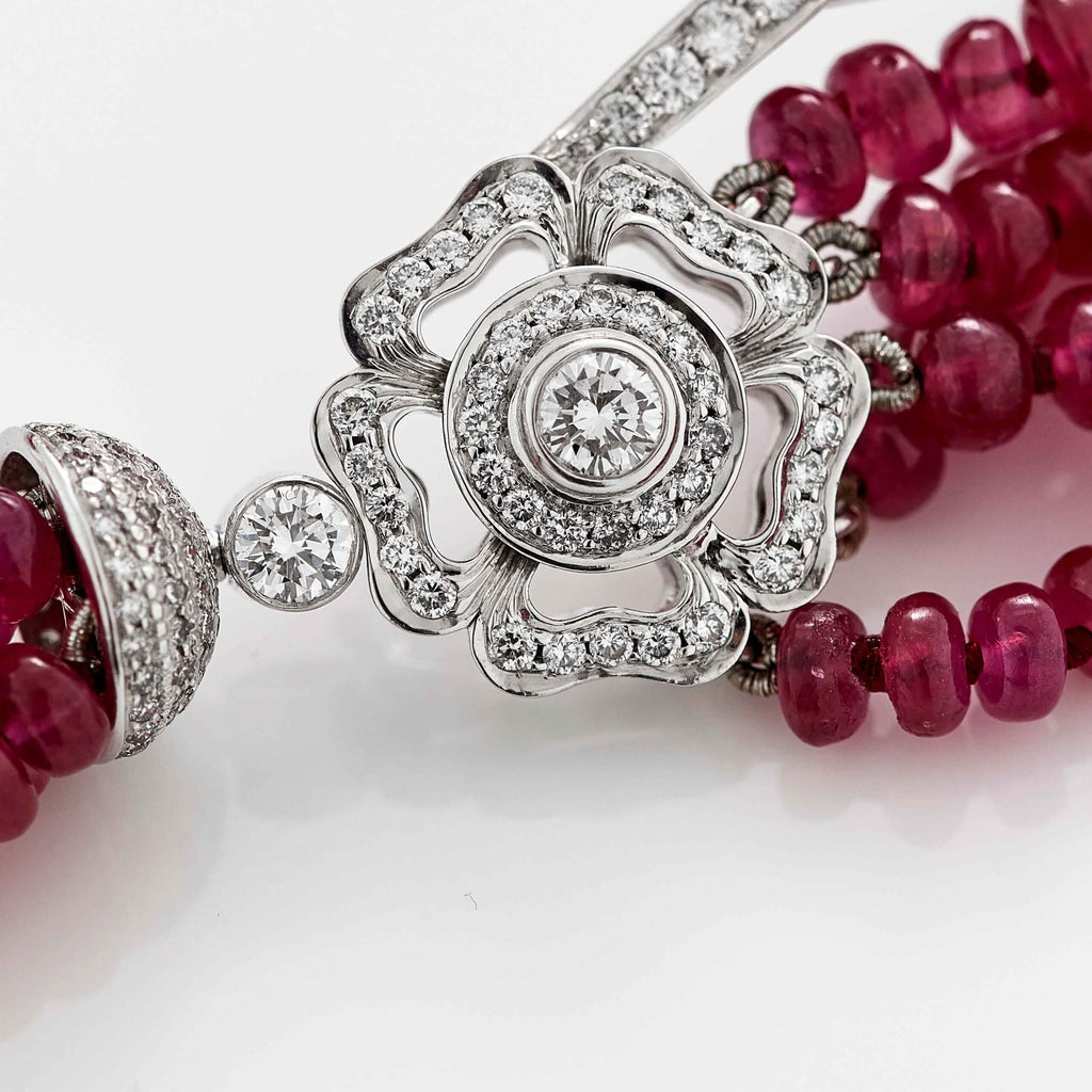 Red Rose High Jewellery Ruby and Diamond Necklace  | In 18ct White Gold
